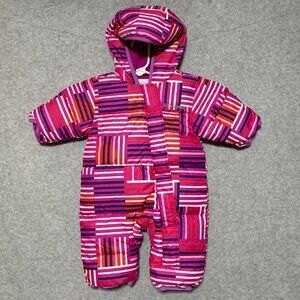 Columbia Snowsuit 0-3 months Snuggly Bunny Infant Pink Purple Lines Red White
